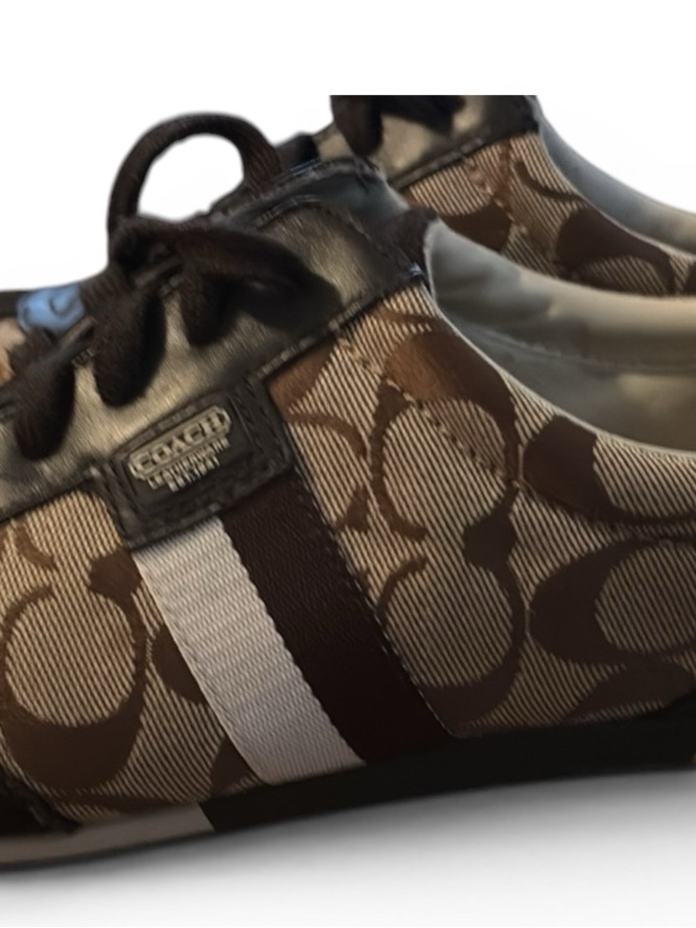 Coach Brown and Tan Signature Runner Sneakers